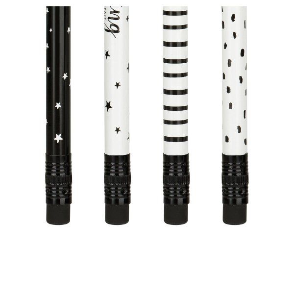 Карандаш ч/г MESHU "Black&white" HB заточенный, с печатью, с ластиком, ассорти RE-MS_47220