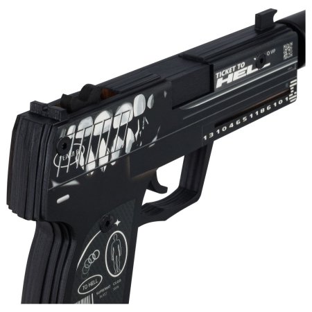 Пистолет деревянный ТРИ СОВЫ USP-S, серия легендарный "Билет в темноту" подложка ХДФ RE-ПД1ЮС001