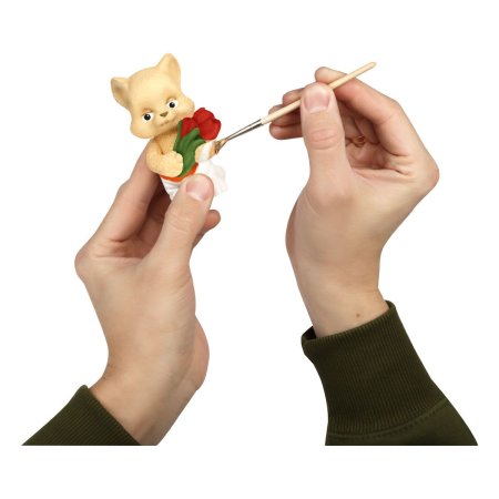 Набор для росписи из гипса ТРИ СОВЫ "Котенок с букетом" высота 8.5 см, краски, кисть RE-НР_47809