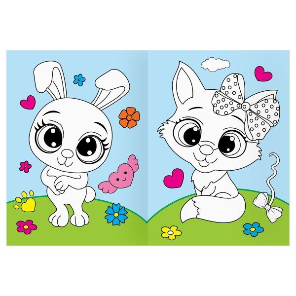 Раскраска с цв. фоном А4 ТРИ СОВЫ "Животные в стиле kawaii" 16 стр. RE-PцА4_57748