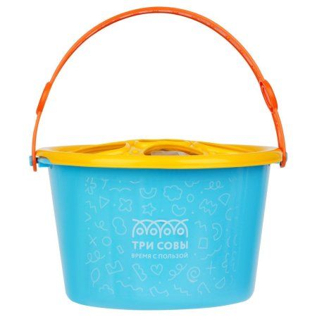 Набор для песка ТРИ СОВЫ сортер-ведро "Забавные мордашки" 14 предметов (ведро, крышка, 12 формочек) RE-ИНС_004