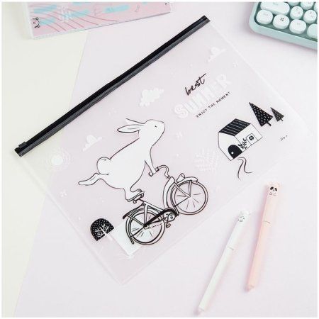 Папка-конверт на zip-молнии MESHU "Best summer" А4 150 мкм, прозрачная с рисунком RE-MS_44827