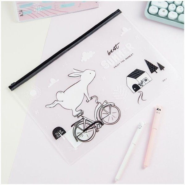 Папка-конверт на zip-молнии MESHU "Best summer" А4 150 мкм, прозрачная с рисунком RE-MS_44827