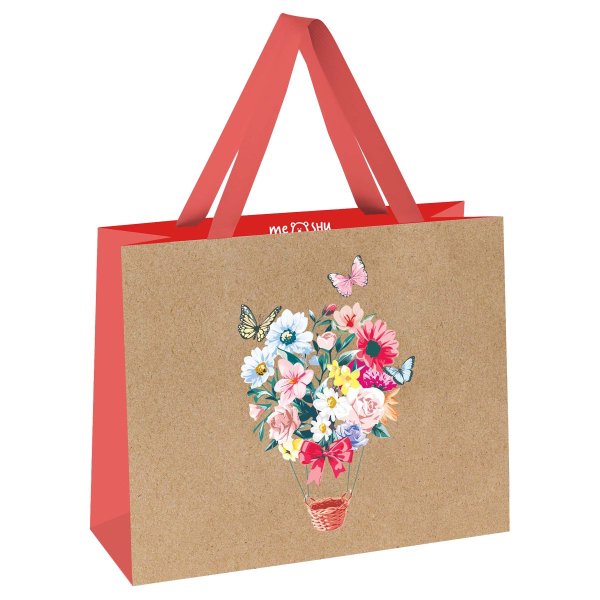 Пакет подарочный 32 x 26 x 12 см MESHU "Замечательный день" выборочный лак, крафт RE-MS_51811