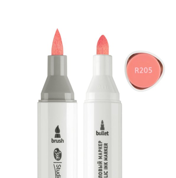 Маркер акриловый двусторонний СОНЕТ перо кисть/пуля 1 шт R205 розовый тёмный NP-273-R205