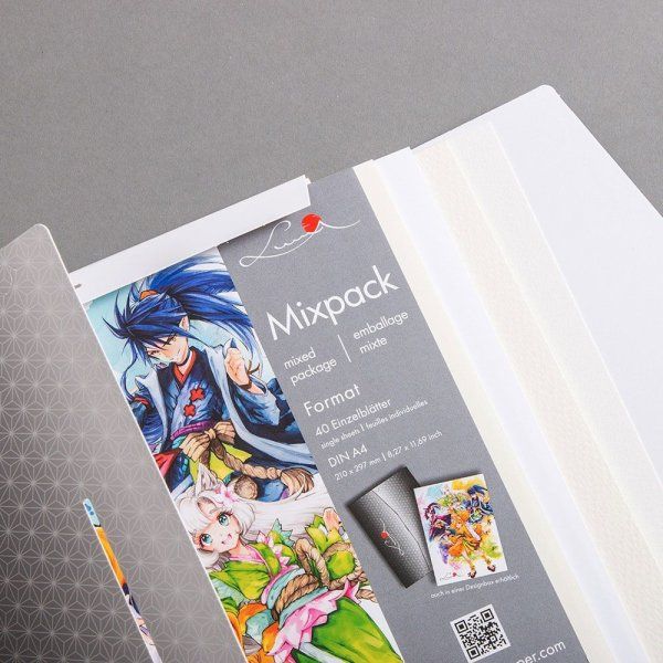 Набор бумаги LUMA Mixpack A4 40 л: 8 x Marker, 6 x Mixed Media, 6 x Watercolor, 20 x Sketch LU005001