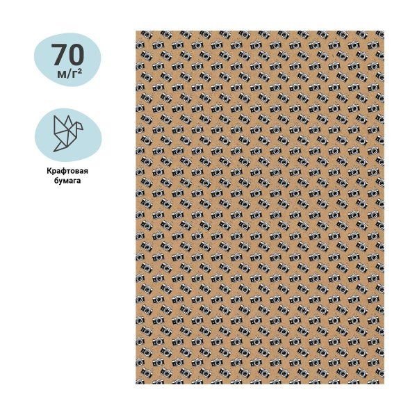 Упаковочная бумага крафт MESHU "Say cheese!" 1л. 70 x 100 см 70 г/м2 RE-MS_46371