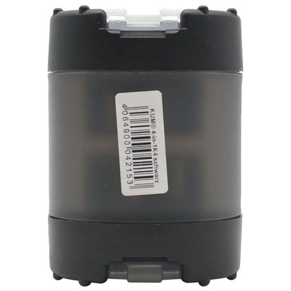Точилка KUM 4-in-1 K4 Black, 4 отверстия, пластиковая, контейнер с крышками, черная KUM-1028371