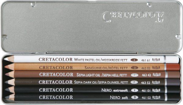 Набор масляных карандашей CRETACOLOR Oil Pencils 6 шт, мет.пенал CR40007