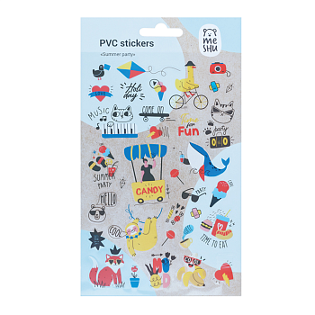 Наклейки ПВХ MESHU "Summer party", 10*21см, 34 наклейки, инд. уп., европодвес RE-MS_42736