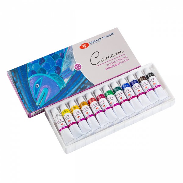 Набор акриловых красок СОНЕТ 12 шт х 10 мл, картон NP-2841095