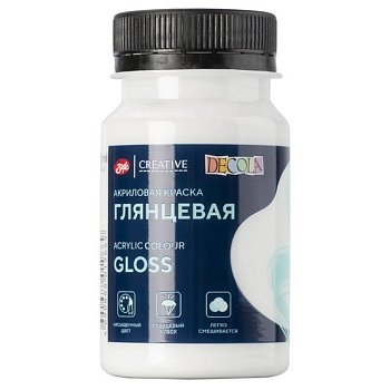 Краска акриловая DECOLA глянцевая, банка 100 мл, 104 Белая NP-2927104