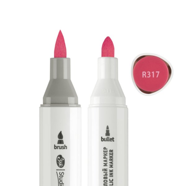 Маркер акриловый двусторонний СОНЕТ перо кисть/пуля 1 шт R317 красный тёмный NP-273-R317