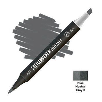 Маркер SKETCHMARKER Brush двухсторонний на спирт.основе NG3 Нейтральный серый 3 MPSMB-NG3