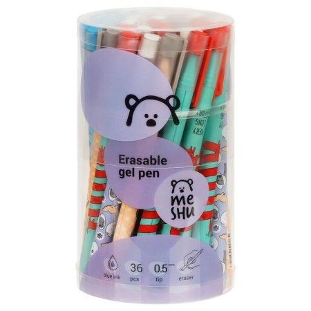 Ручка гелевая стираемая MESHU "Best friend" синяя, 0.5 мм, корпус ассорти, софт-тач RE-MS_54155