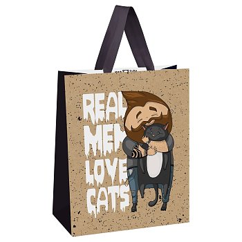 Пакет подарочный 26*32*12см MESHU "Real men", выборочный лак, крафт RE-MS_51797