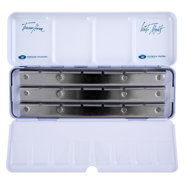 Пенал для акварели на 21 кювету с палитрой БЕЛЫЕ НОЧИ металл, светло-голубой NP-2011301446