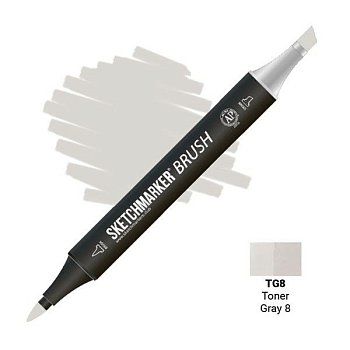 Маркер SKETCHMARKER Brush двухсторонний на спирт.основе TG8 Тонированный серый 8 MPSMB-TG8
