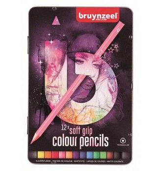 Набор цветных карандашей BRUYNZEEL Soft Grip 12 шт розовая упаковка MP60212002