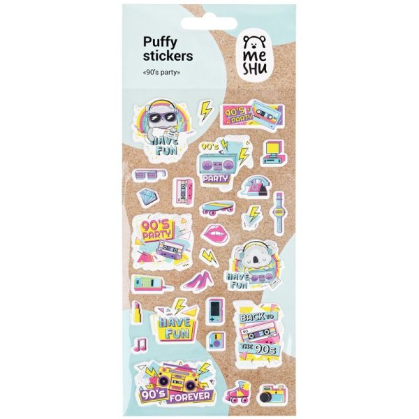 Наклейки объемные MESHU "90's party" 10 x 19 см RE-MS_36925