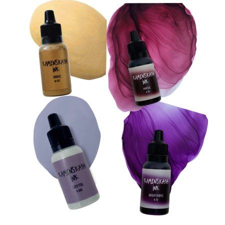 Набор для рисования спиртовыми (алкогольными) чернилами Kamenskaya Ink №3, 4 x 15 мл K-00-00000572