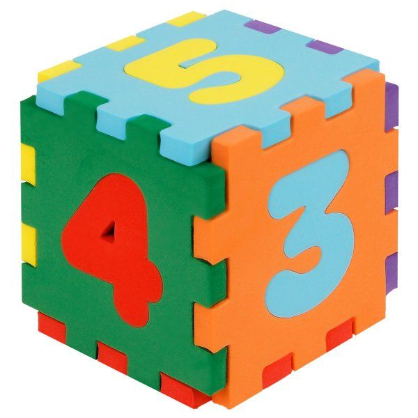 Развивающая игрушка ТРИ СОВЫ Кубик-сортер "Веселый счет" EVA, 6 пазлов, 12 элементов RE-КС002