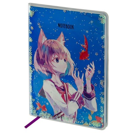 Записная книжка А5 80л. MESHU "Magic world" ЛАЙТ, кожзам, съемная пластиковая обложка, глиттер, голография, блок в линию RE-MS_53507