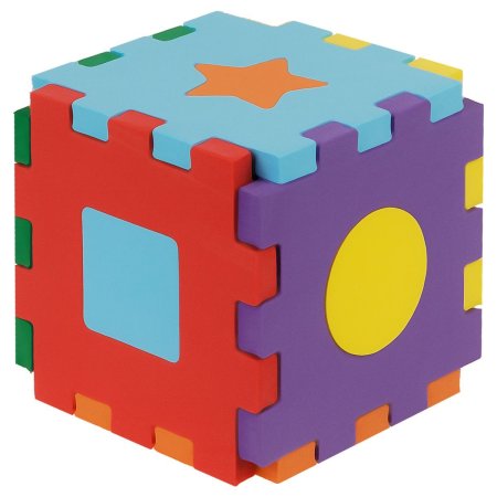 Развивающая игрушка ТРИ СОВЫ Кубик-сортер "Фигуры" EVA, 6 пазлов, 12 элементов RE-КС001