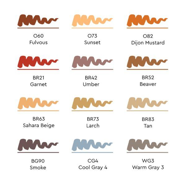 Набор маркеров SKETCHMARKER Brush Wood Set 12 шт древесные оттенки + сумка органайзер MPSMB-12WOOD