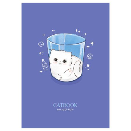 Тетрадь 80л. A5 клетка на гребне MESHU "Cat Book" двойная обложка, матовая ламинация, выб.лак RE-MS_53955