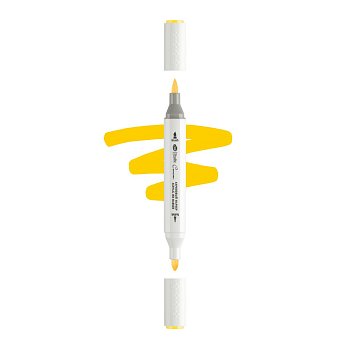 Маркер акриловый двусторонний СОНЕТ перо кисть/пуля 1 шт Y200 жёлтый NP-273-Y200