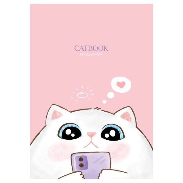 Тетрадь 80л. A5 клетка на гребне MESHU "Cat Book" двойная обложка, матовая ламинация, выб.лак RE-MS_53955