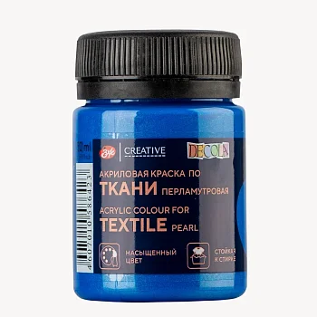 Краска акриловая по ткани DECOLA перламутровая, банка 50 мл, 513 Голубая NP-5228513