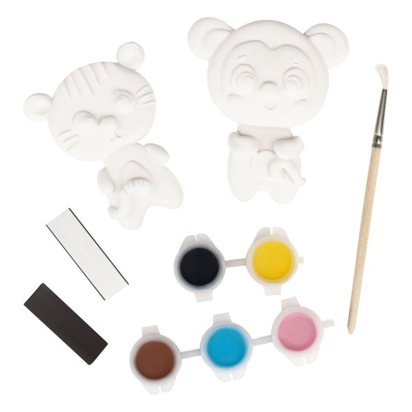 Набор для росписи из гипса ТРИ СОВЫ "Обезьянка и Тигр" магниты, 2 фигурки, с красками и кистью, картон. коробка RE-НР_79431