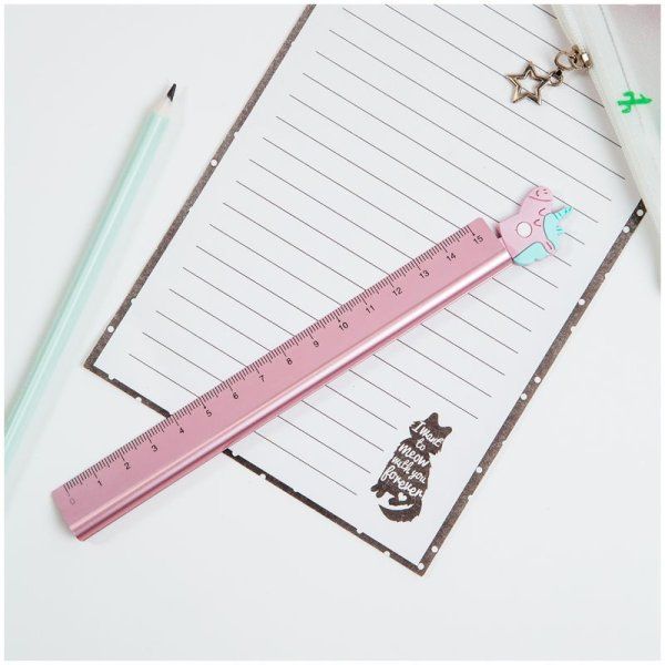 Линейка 15 см MESHU "Единорог" стальная RE-SR15_55009