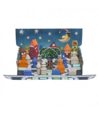 Игровой набор с песком ТМ Космический песок "Городские истории" 2 кг, светящийся песочный, голубой, 10 формочек, песочница AS-KPTCS