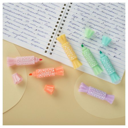 Набор текстовыделителей двусторонних MESHU "Candy" 6 цв 2/4 мм, пастельные цвета, ПВХ бокс с европодвесом RE-MS_55399