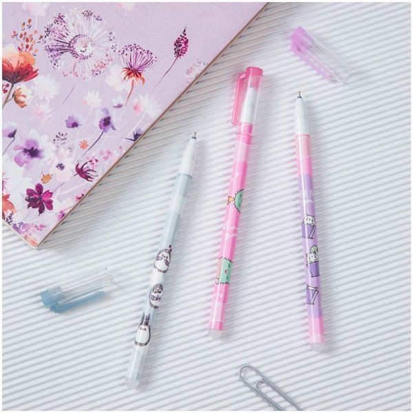 Ручка гелевая стираемая MESHU "Meow Friends" синяя, 0.5 мм, корпус ассорти RE-MS_65954