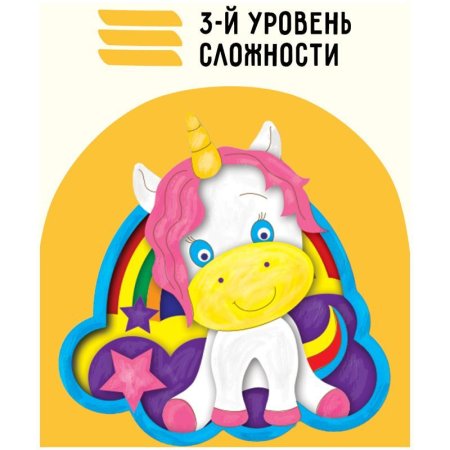 Набор для творчества 3D панно из дерева ТРИ СОВЫ "Единорог" краски, кисть RE-3D_41953