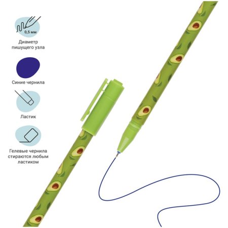 Ручка гелевая стираемая MESHU "Avocado" синяя, 0.5 мм, корпус ассорти RE-MS_65985
