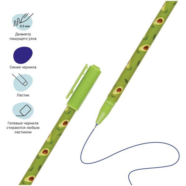 Ручка гелевая стираемая MESHU "Avocado" синяя, 0.5 мм, корпус ассорти RE-MS_65985