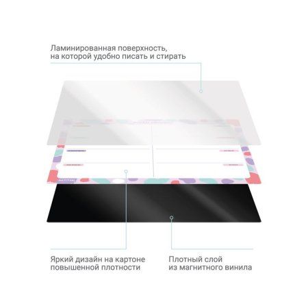 Магнитный планер на неделю MESHU А3, "Bright color", с маркером RE-MS_47318