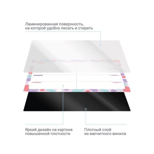 Магнитный планер на неделю MESHU А3, "Bright color", с маркером RE-MS_47318