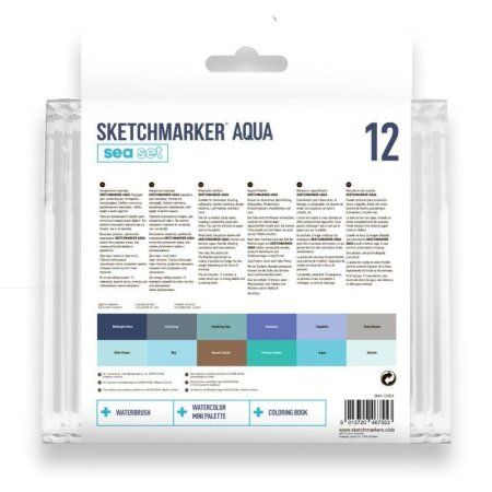 Набор акварельных маркеров SKETCHMARKER Aqua Sea Set 12 цв MPSMA-12SEA