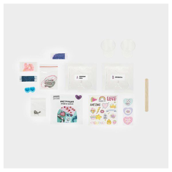 Набор для создания украшений из эпоксидной смолы ТРИ СОВЫ "Покоряй сердца" кулон и серьги, картонная коробка RE-B035Y