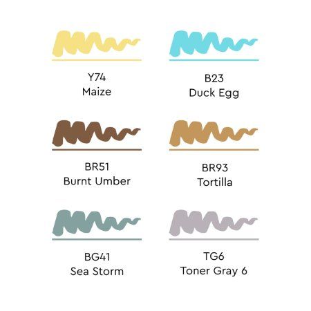 Набор маркеров SKETCHMARKER Brush Mid colors 6 шт MPSMB-6MID