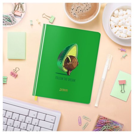 Дневник 1-11 кл. 48л. (твердый) MESHU "Avocadreams" иск. кожа, УФ-печать с глиттером, тиснение фольгой, тон. блок, ляссе RE-MS_49358