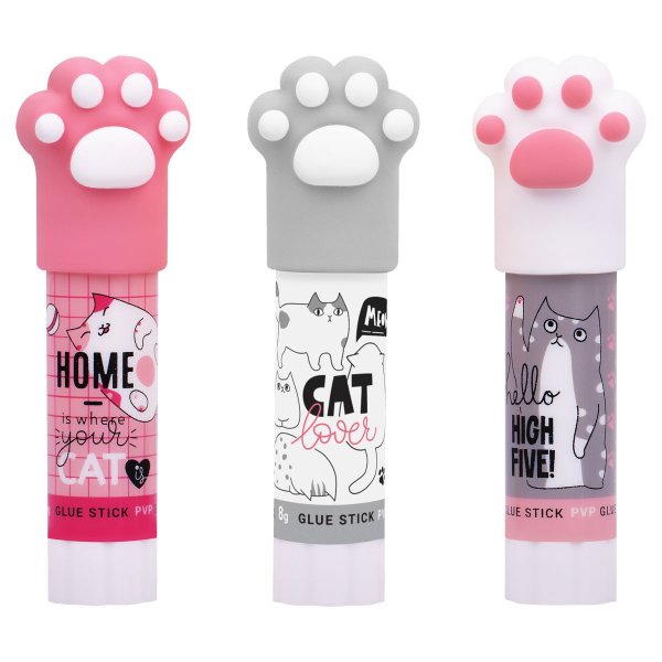 Клей-карандаш MESHU с топпером "Paw" 8 г, ассорти, ПВП RE-MS_45451