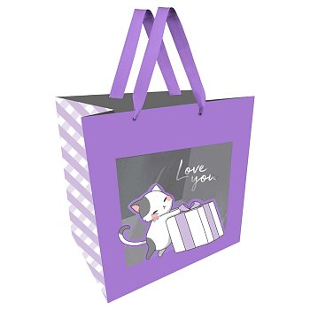 Пакет подарочный 23 x 18 x 10 см MESHU "Cat" отд. фольгой, с окошком RE-MS_51923