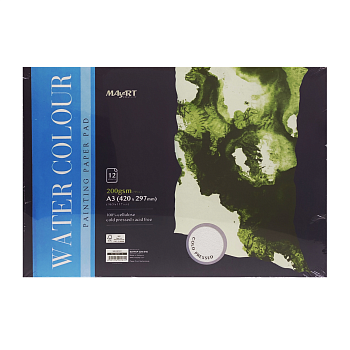 Альбом для акварели MayArt 200 г/м2 A3 420 x 297 мм 12 л, 100% целлюлоза, Фин, склейка MA00181